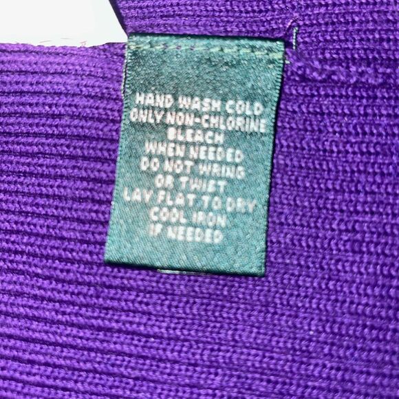 Lauren Ralph Lauren SZ LARGE  Purple and Black V-Neck Ribbed Cardigan Preppy - Picture 12 of 12